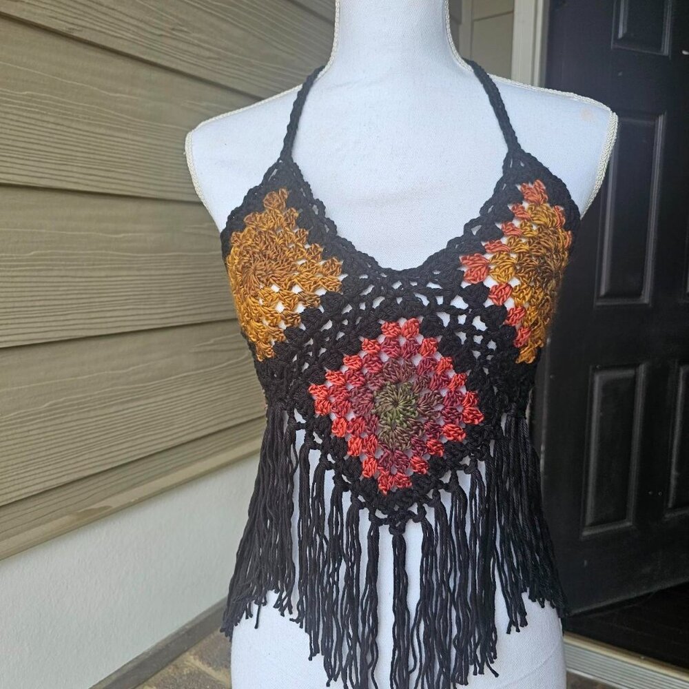 Handmade Crochet Granny‎ Square Festival Top - Picture 2 of 8